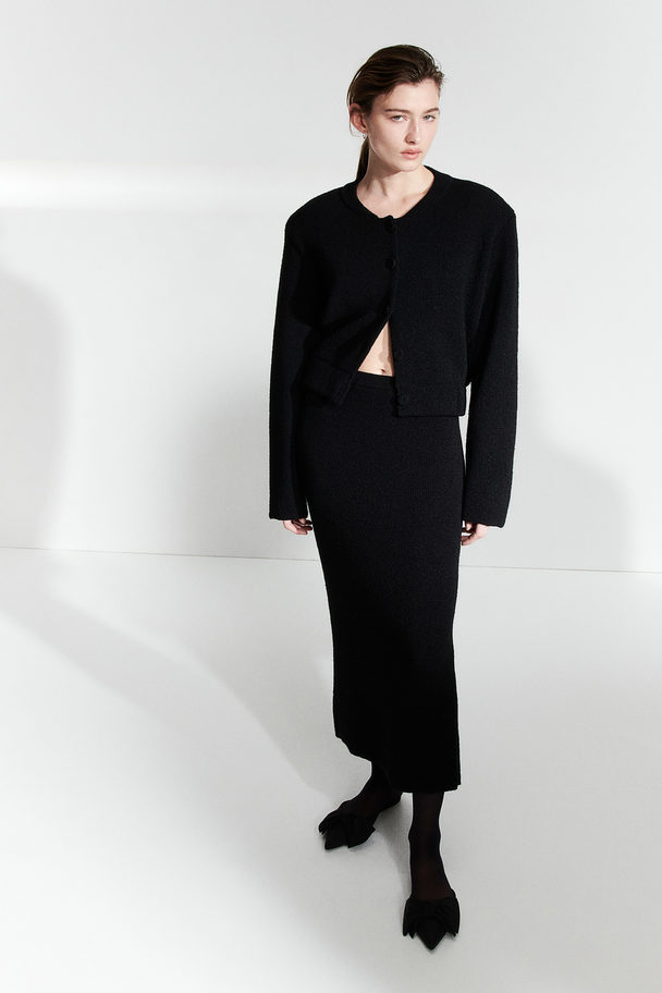 H&M Knitted Shoulder-pad Jacket Black