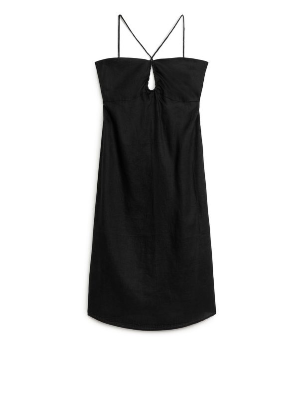 ARKET Linen Strap Dress Black