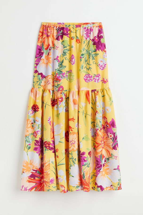 H&M Patterned Maxi Skirt Yellow/floral