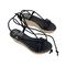 Rodas Black Leather Wedge Sandals