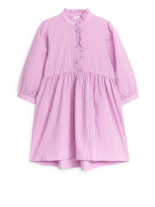ARKET Frill Cotton Dress Pink/lilac