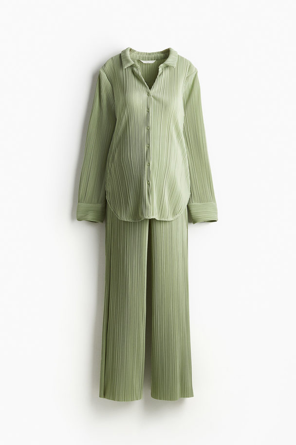 H&M Mama 2-piece Pleated Jersey Set Light Green
