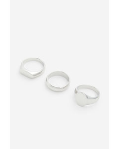 3-pack Rings Silver-coloured