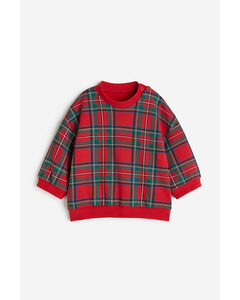 Sweatshirt aus Baumwolle Rot/Kariert