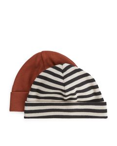 Ribbed Jersey Beanies Brown/striped