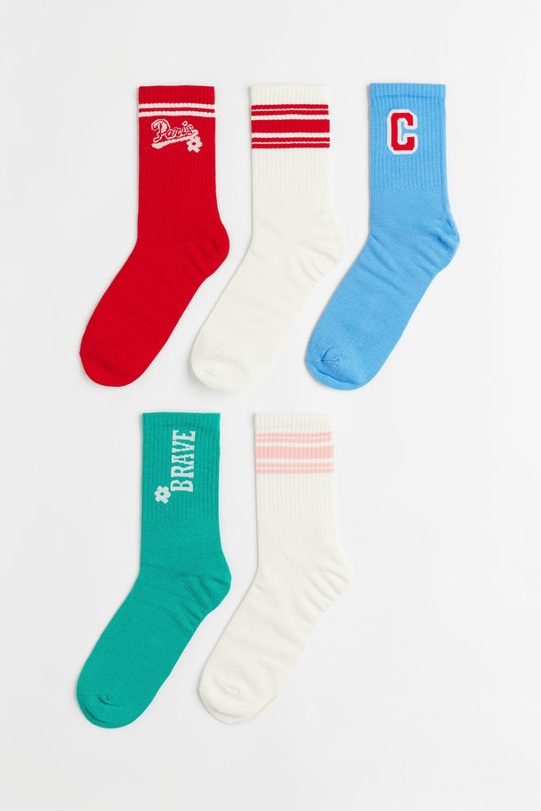 H&M 5-pack Socks Red/blue/white