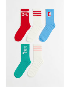 5-pack Socks Red/blue/white