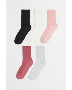 5 Paar Sokken Roze/grijs Gemêleerd