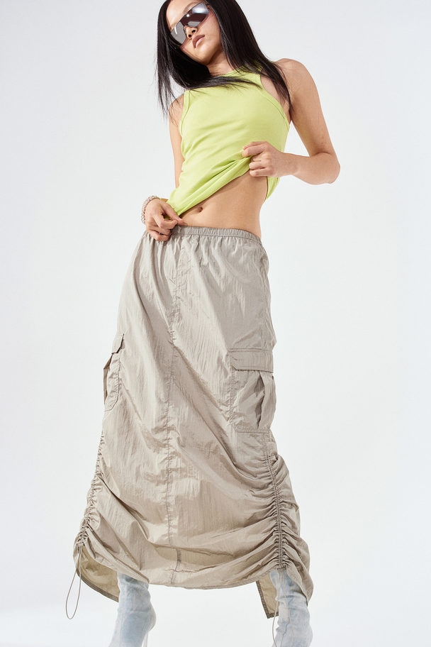 H&M Nylon Parachute Skirt Light Khaki Green