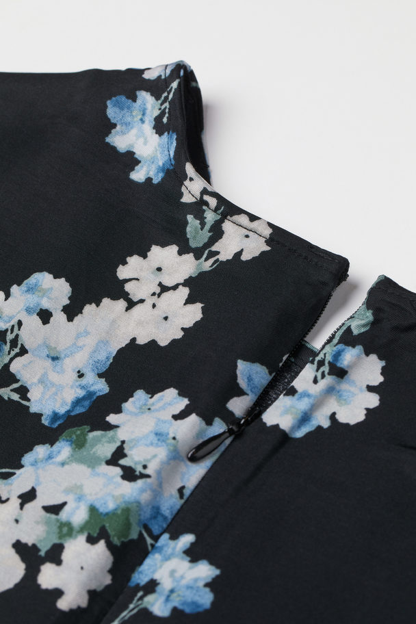 H&M Knot-detail Dress Black/floral