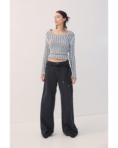 Wide High Jeans Zwart/washed Out