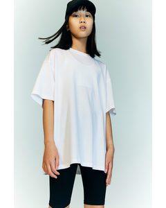 Oversized T-Shirt aus Baumwolljersey Weiß