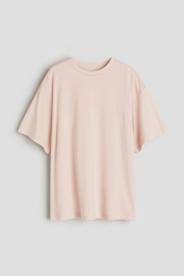 H&M Oversized Cotton Jersey T-shirt Powder Pink