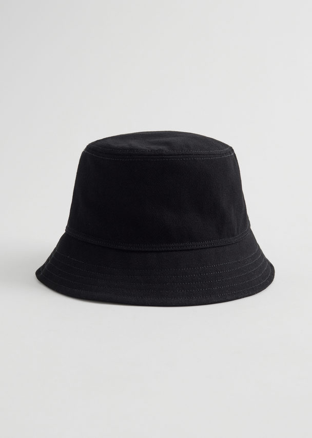 & Other Stories Topstitched Denim Bucket Hat Black