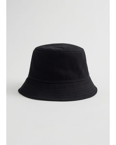 Topstitched Denim Bucket Hat Black