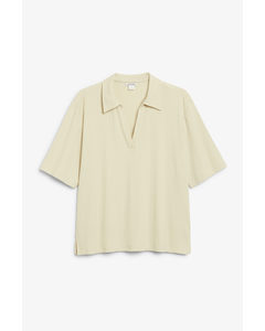 Kurzärmeliges beiges Oversized-Poloshirt Beige