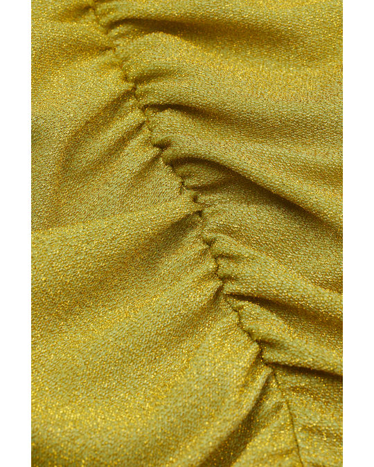 H&M Halterneck Dress Olive/glittery Gold-coloured