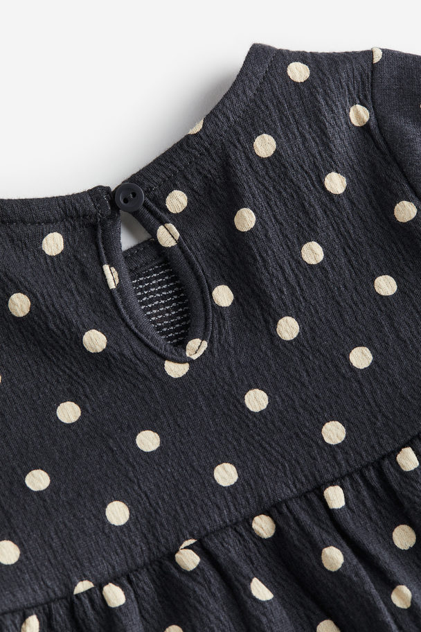 H&M Cotton Jersey Dress Black/dotted