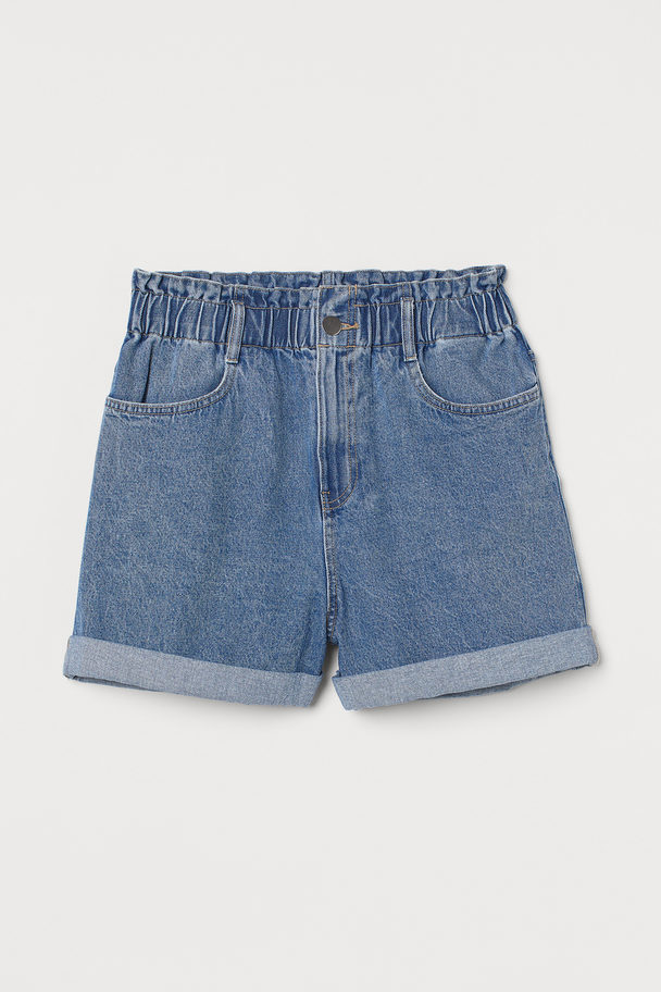 H&M Paperbag-Shorts aus Denim Hellblau