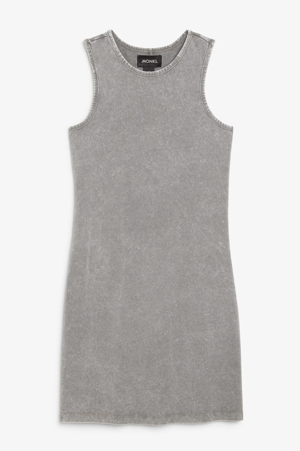 Monki Washed Grey Mini Sleeveless Bodycon Dress Washed Grey