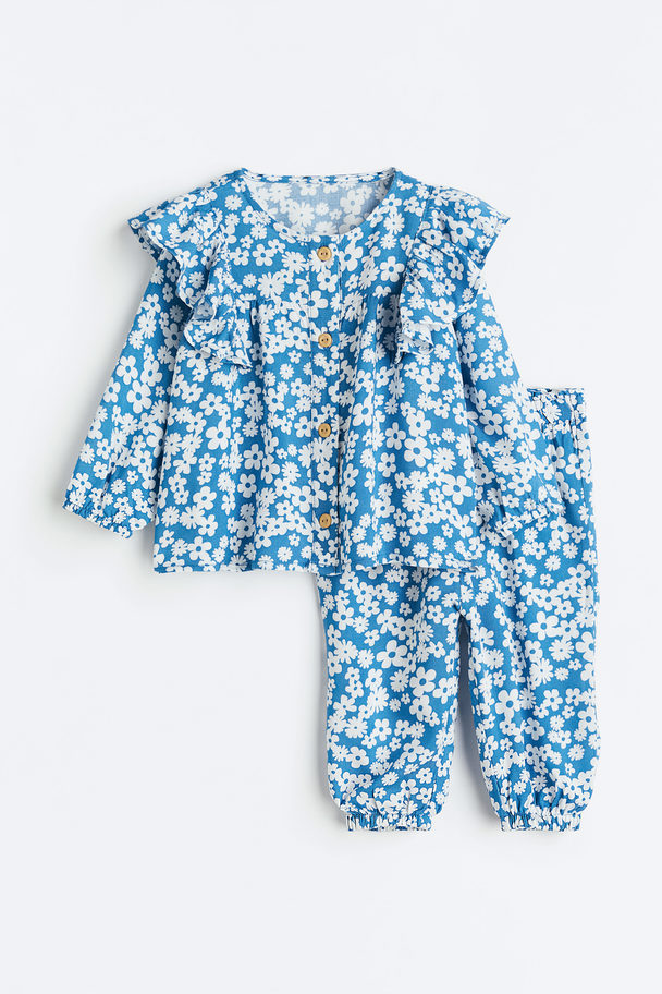 H&M 2-teiliges Baumwollset Blau/Geblümt