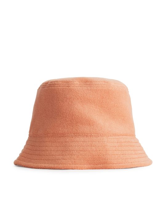 Arket Cotton Towelling Bucket Hat Peach