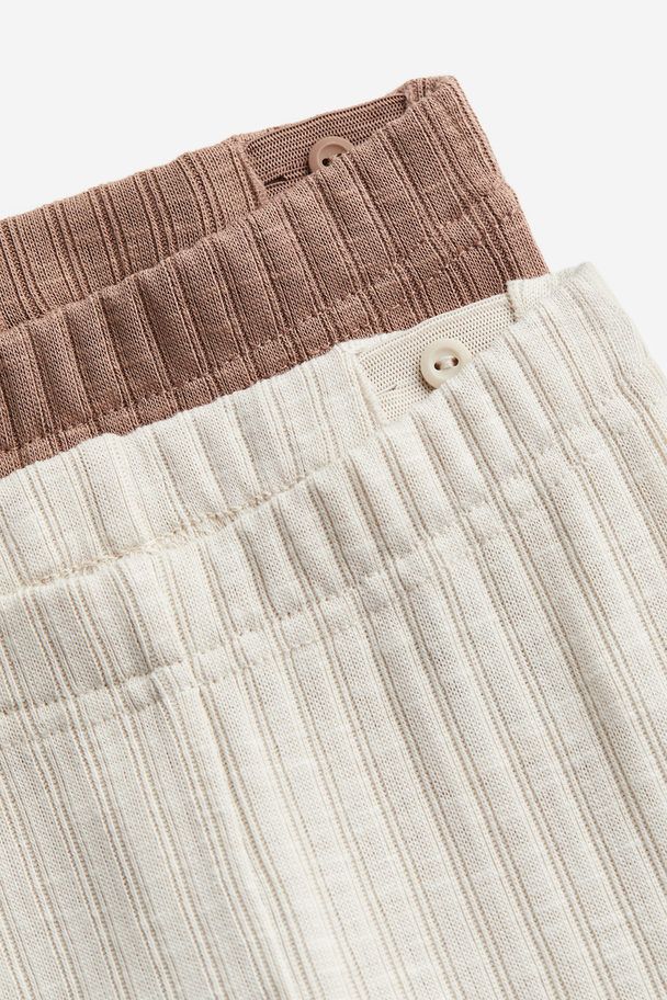 H&M 2er-Pack Leggings Dunkelbeige/Hellbeige