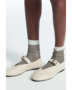 Ribbed Striped Socks Khaki / Ivory