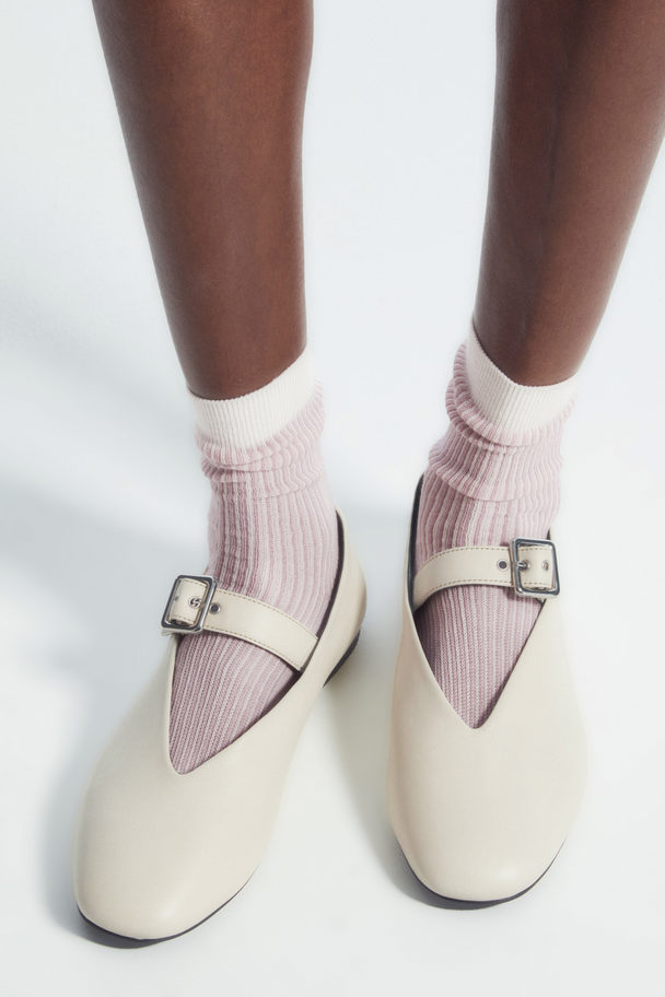 COS Ribbed Striped Socks Lilac / Ivory