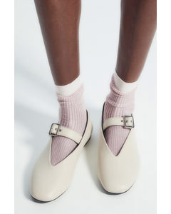 Ribbed Striped Socks Lilac / Ivory