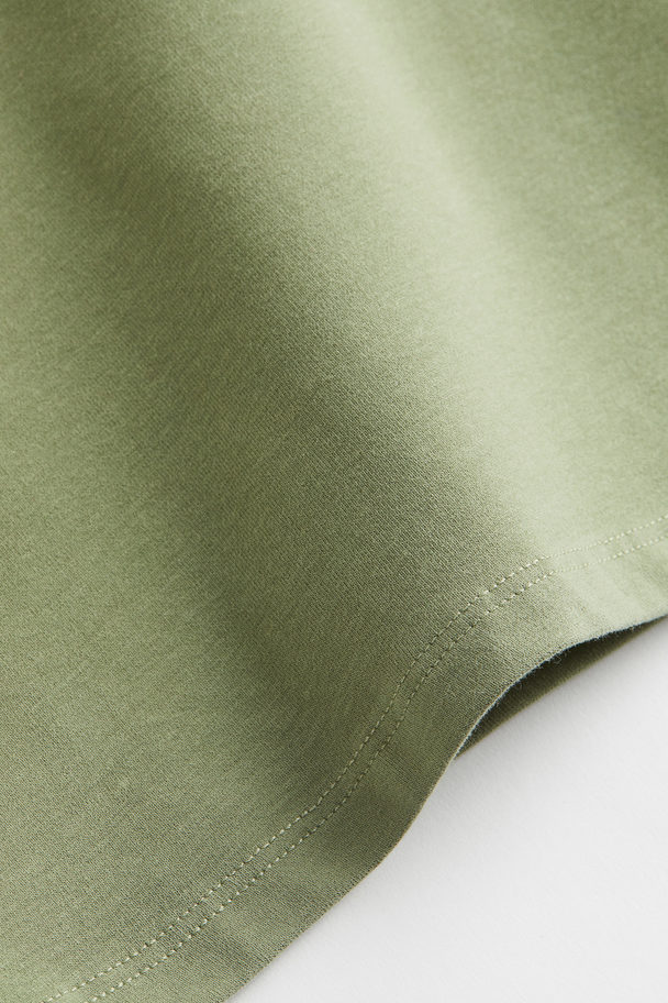 H&M Flared-skirt Jersey Dress Khaki Green