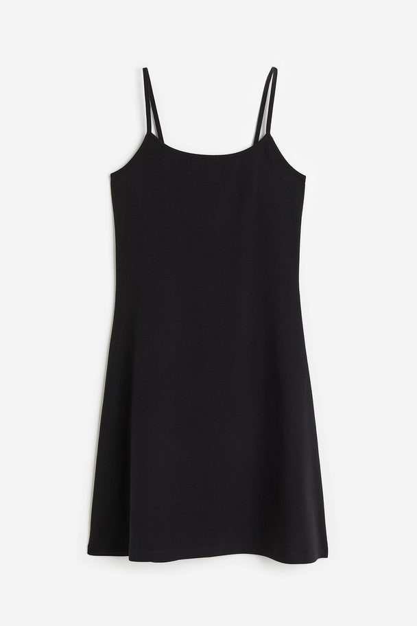 H&M Flared-skirt Jersey Dress Black