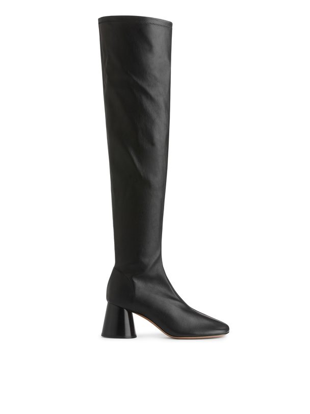ARKET Stretch Leather Boots Black
