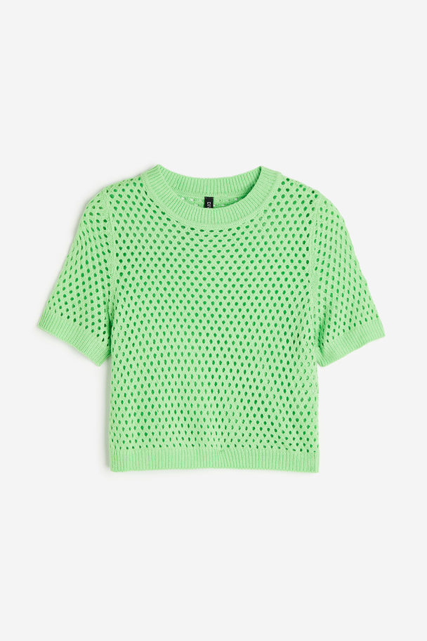 H&M Hole-knit Top Bright Green