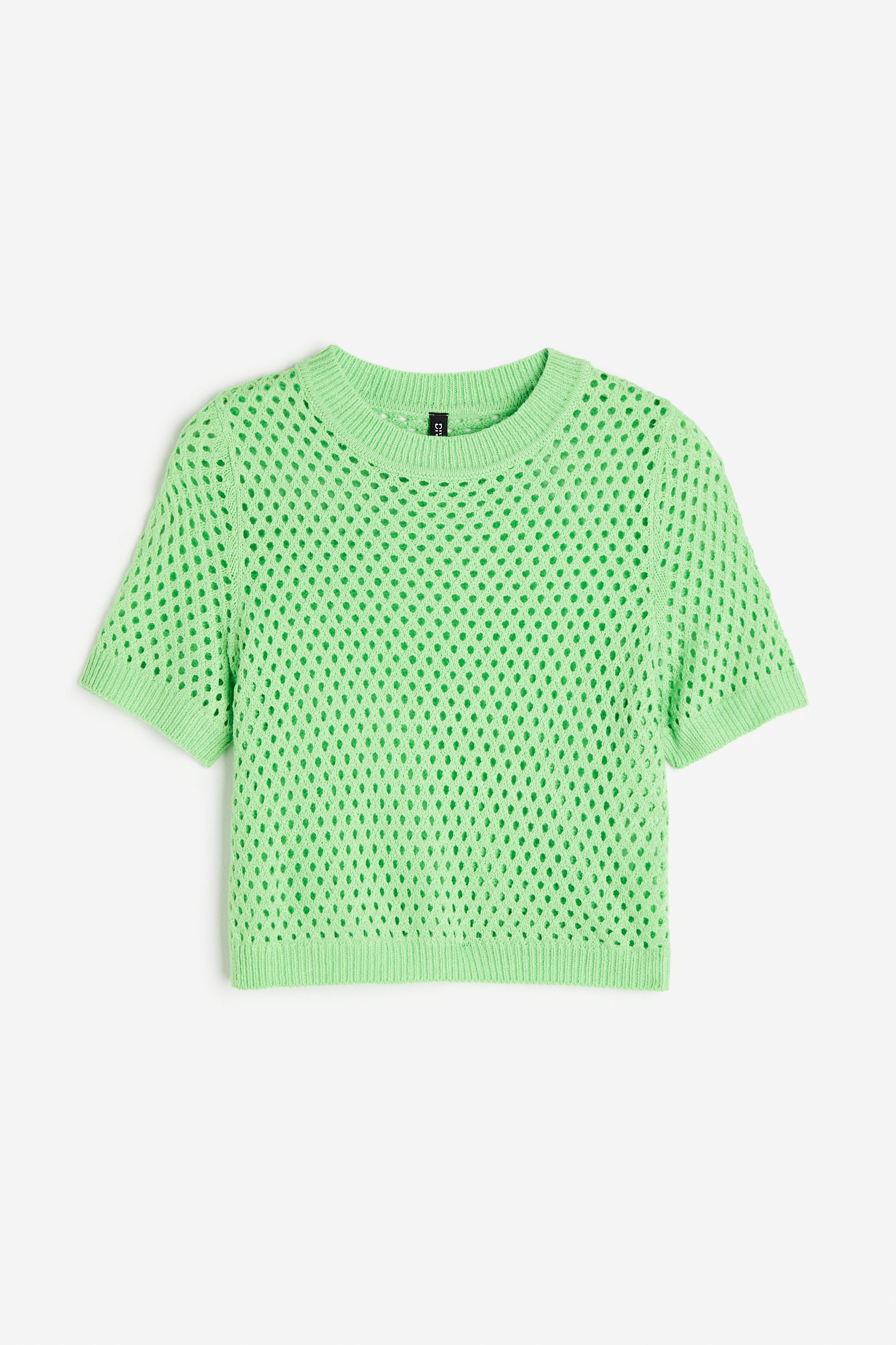 Billede af H&M Hulstrikket Top Klar Grøn, T-shirts. Farve: Bright green I størrelse S