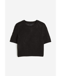 Hole-knit Top Black