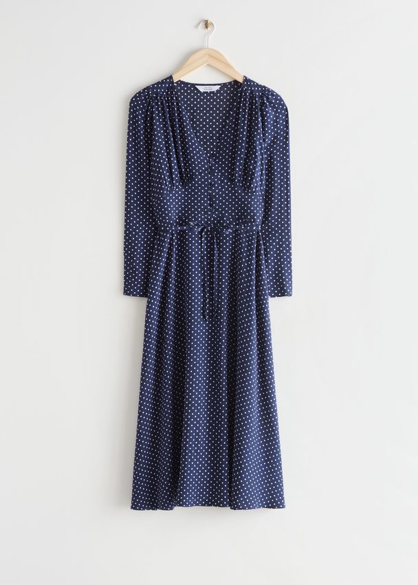 & Other Stories Soepel Vallende Midi-jurk Met Print Blauwe Print