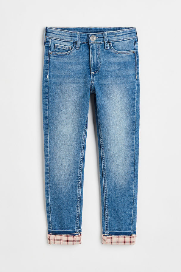 H&M Skinny Fit Lined Jeans Denimblauw/geruit