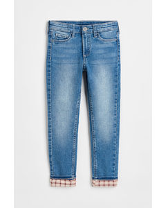 Skinny Fit Lined Jeans Denimblauw/geruit