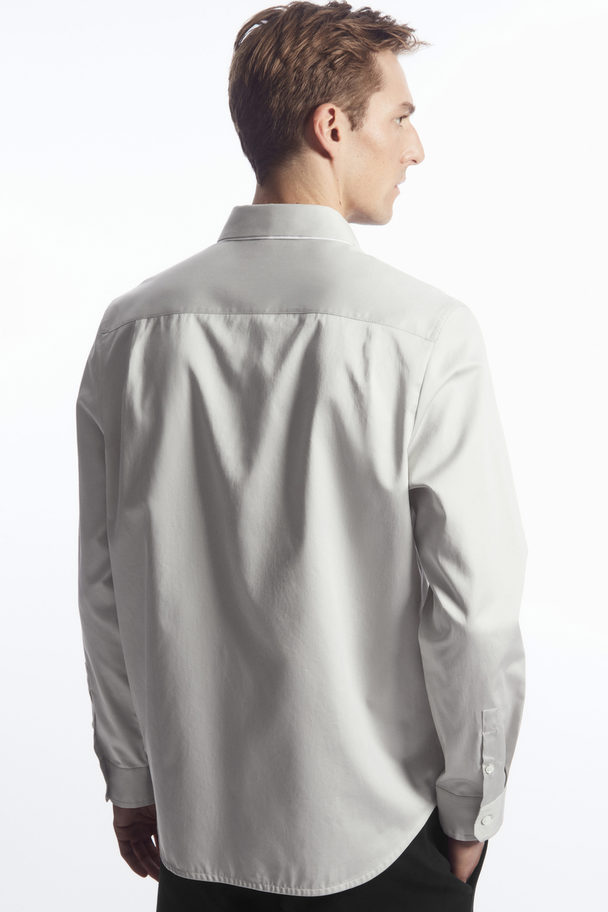 COS Layered-collar Dress Shirt - Regular Light Grey