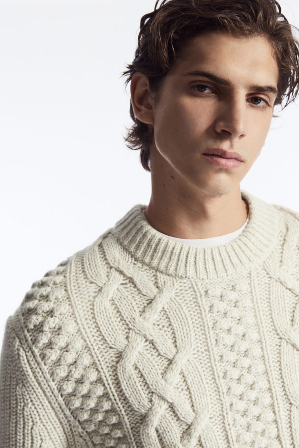 COS Cable-knit Wool Jumper Cream