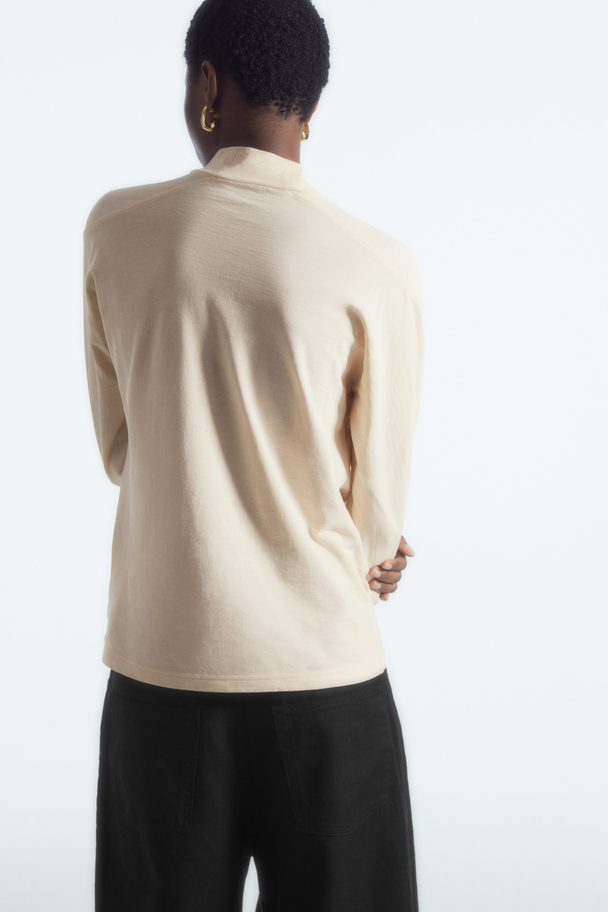 COS Long-sleeved Mock-neck Top Light Beige