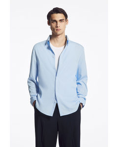Skjorta Med Dold Knappslå – Avslappnad Blå