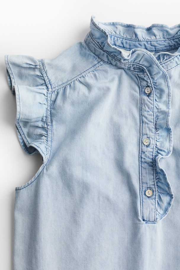 H&M Denimbluse mit Volantärmeln Helles Denimblau