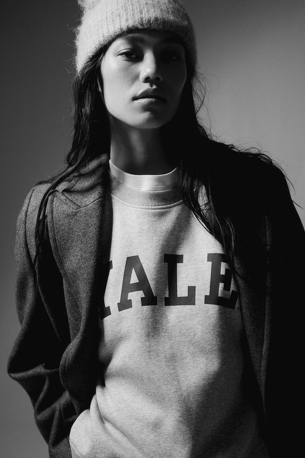 H&M Sweatshirt Med Motiv Lysegråmeleret/yale