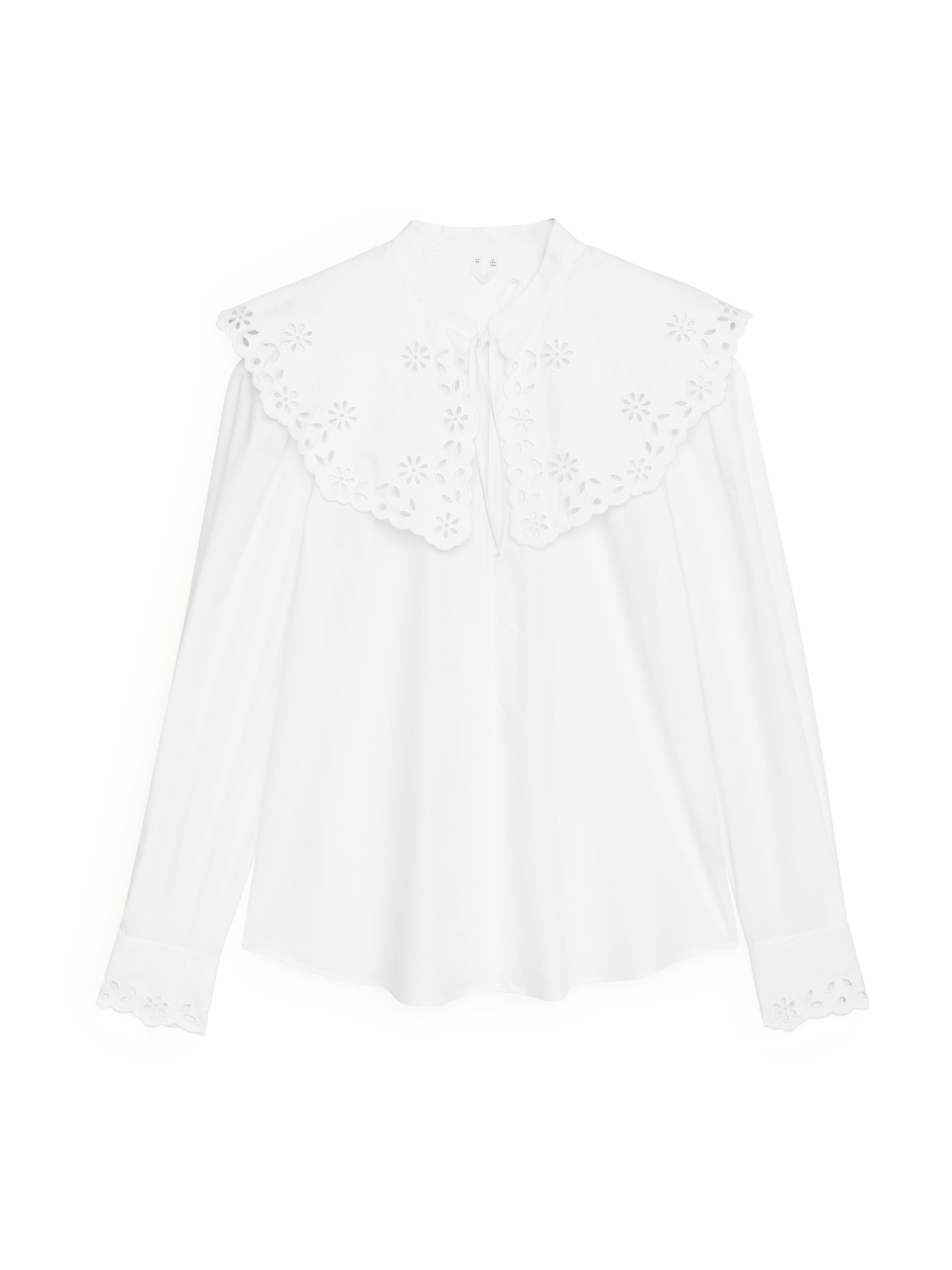 Embroidered Wide Collar Blouse White