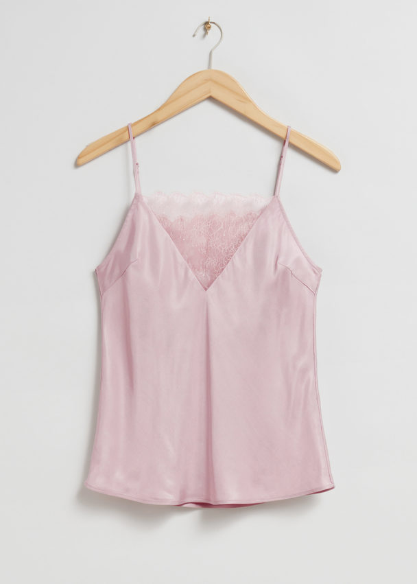 & Other Stories Lace-trimmed Strappy Top Dusty Pink