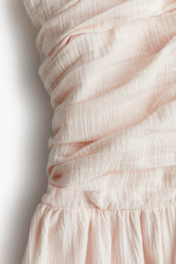 H&M Crinkled Off Shoulder-kjole Sart Rosa