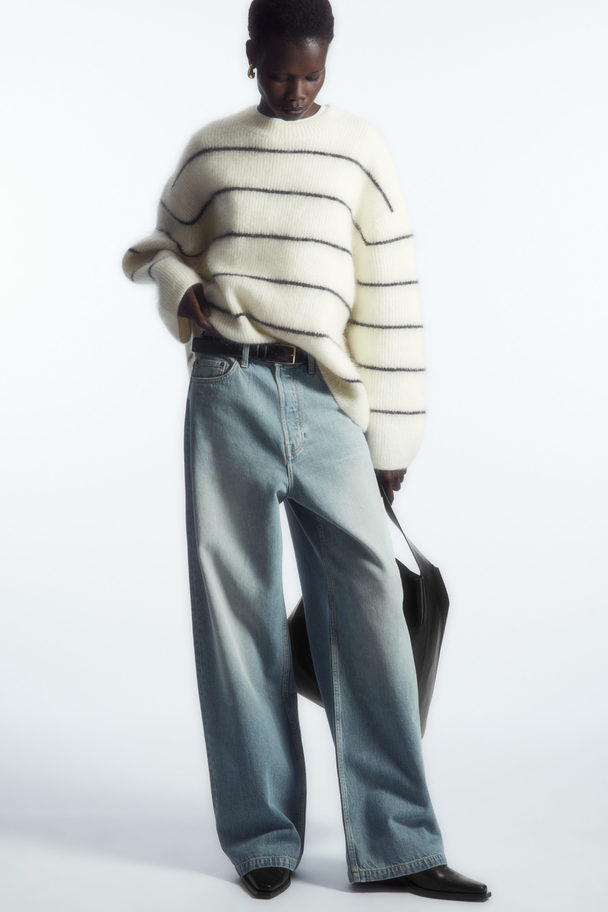 COS Textured Mohair-blend Jumper White / Striped