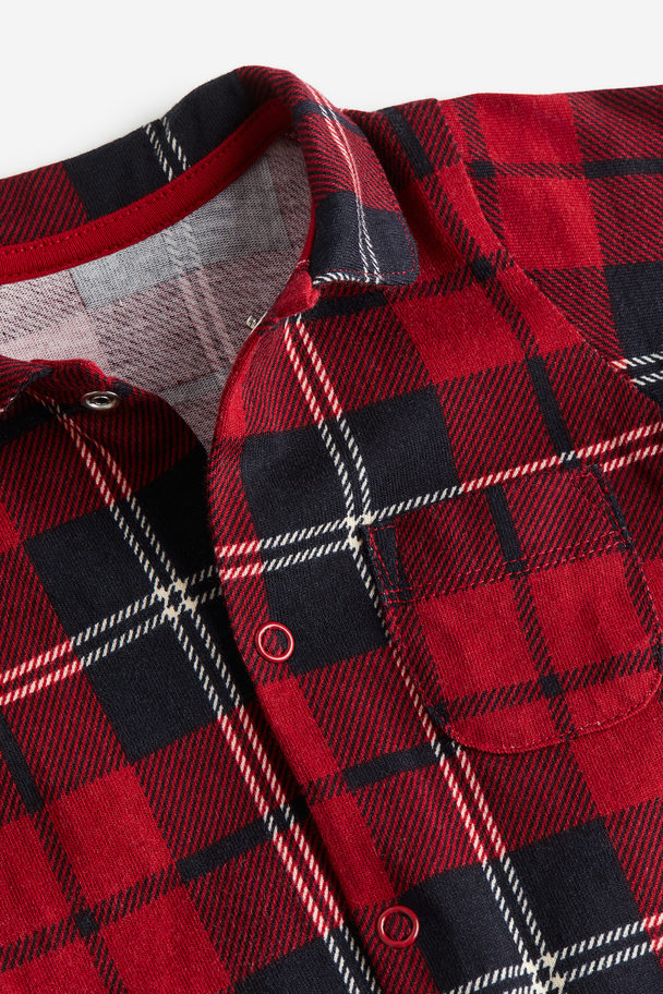 H&M Collared Sleepsuit Red/checked